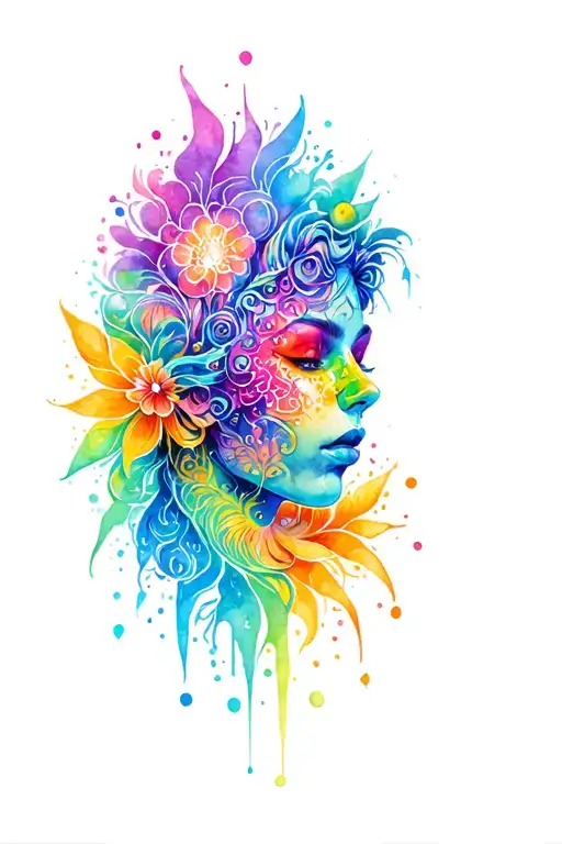 trippy and colorful rave tattoo design inspired tattoo design idea