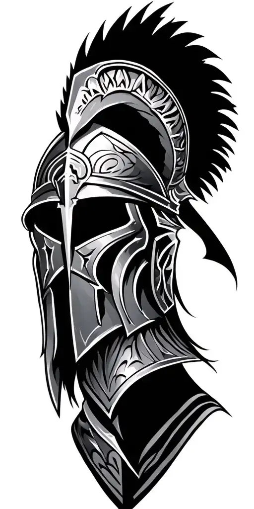 spartan warrior and viking tribal patterns incorporated tattoo design idea