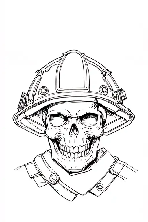 Firefighter skull with helmet tattoo design idea