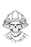 Firefighter skull with helmet tattoo design idea