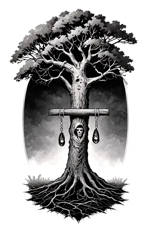 the hangman and tree based on the poem by maurice.  tattoo design idea
