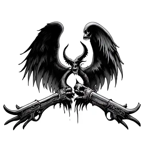 heaven and hell war tattoo design idea