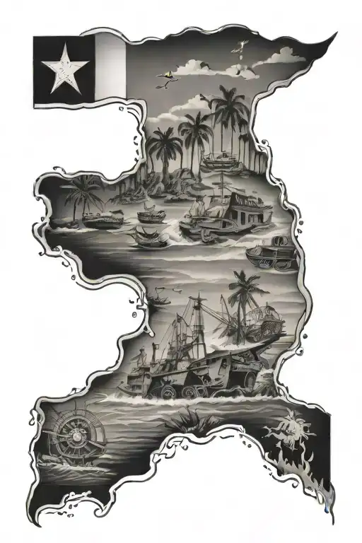 military and florida beaches mixed tattoo design idea