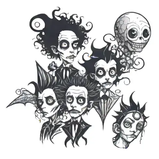 tim burton characters tattoo design idea