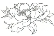 signature connected to peony flower tattoo design idea