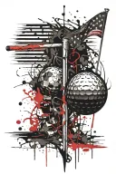 flag golf tee tattoo design idea