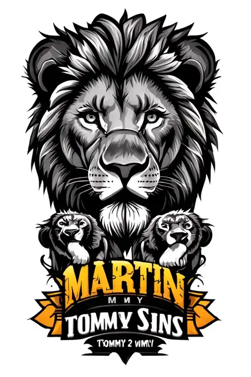 I'm from Chile, hard worker who believe in perseverance I like lions and I want my 2 sons on it Martin and Tommy  tattoo design idea