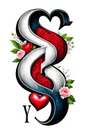 alphabet s r v t with heart between s and r followed by v and t for arm band tattoo design idea
