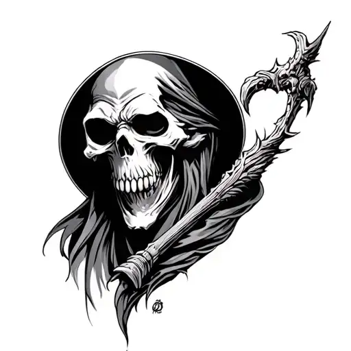 Father Time as grim reaper tattoo design idea