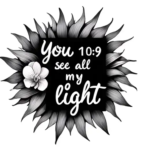 "Mark 10:9 You see all my light" sun, orchid tattoo design idea