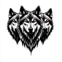 three wolves facing front view  tattoo design idea