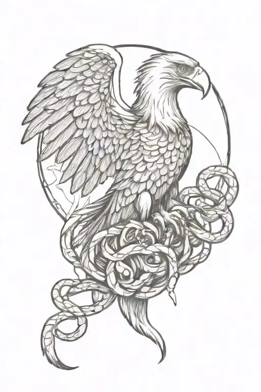 eagle with snakes and skull tattoo design idea