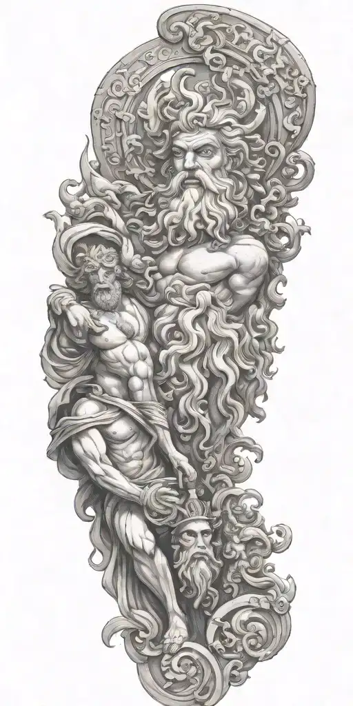 zeus, poseidon, and hades greek god tattoo design idea