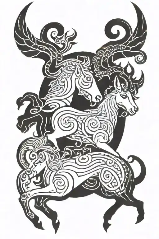Capricorn  god APOLLO and HESTIA  tattoo design idea
