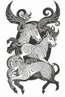 Capricorn  god APOLLO and HESTIA  tattoo design idea