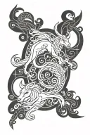 Capricorn  god APOLLO and HESTIA  tattoo design idea