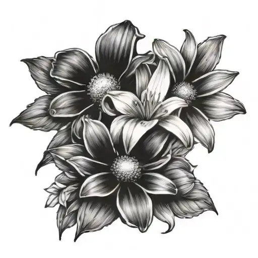 daisy, violet, lily tattoo design tattoo design idea
