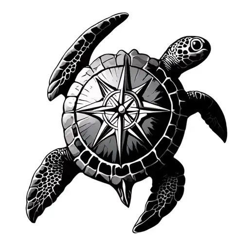Sea Turtle Compass tattoo design idea
