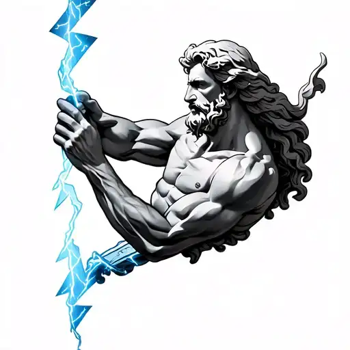 Zeus Holding Lightning Bolt tattoo design idea