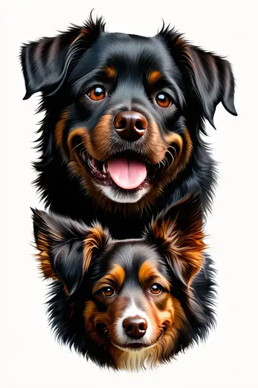 Three dog head with background tattoo design idea