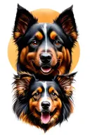 Three dog head with background tattoo design idea