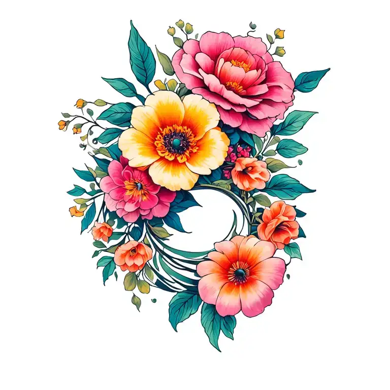 I want a floral tattoo that wraps from the front of my left shoulder, over the top, and connects onto the back of my lef tattoo design idea