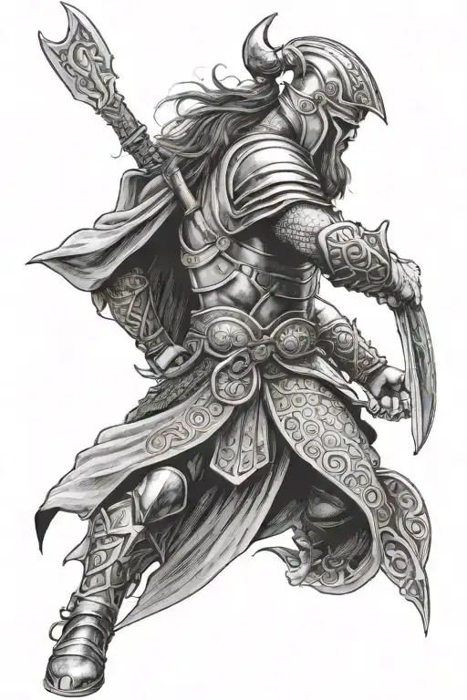 pantheon and viking warrior tattoo design idea