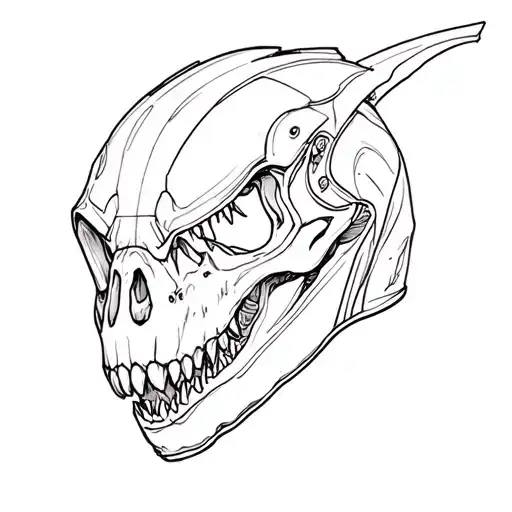 "Dinosaur skull" motorcycle helmet tattoo design idea