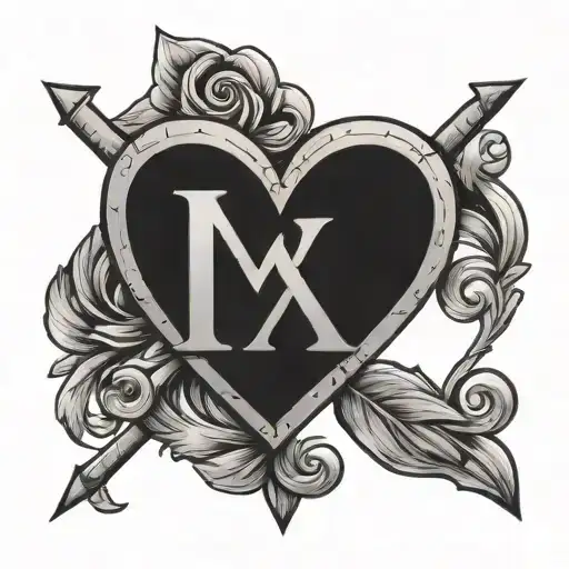 Roman numerals 4 with heart tattoo design idea