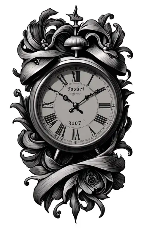clock with date 2007 tattoo design idea