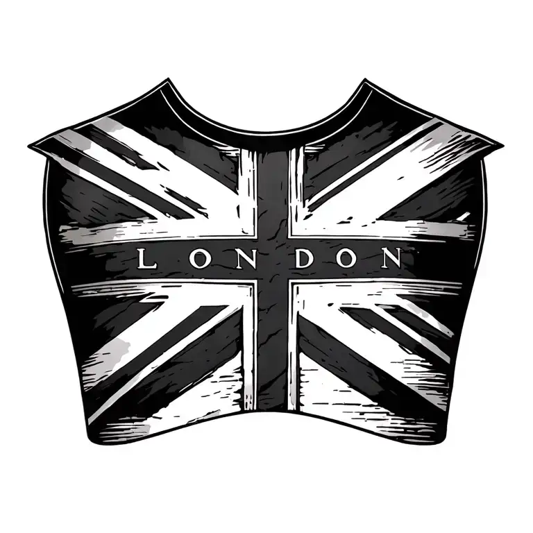 London background chest piece surrounded tattoo design idea