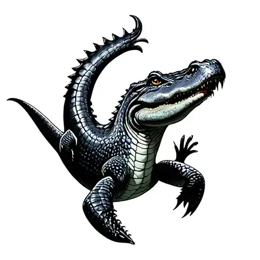 boué crocodile swimming tattoo design idea