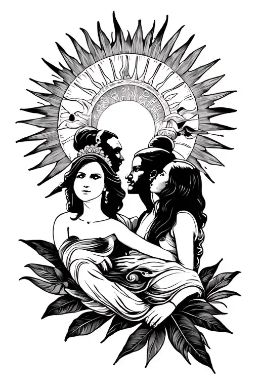 filipino sun rising with god and family on their back mom dad and sister, tatoo on forearm tattoo design idea
