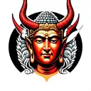 buda half meditating devil face tattoo design idea