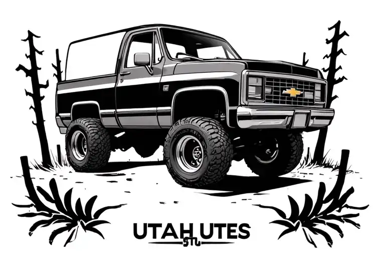 Chevy Square body with Utah Utes emblem tattoo design idea