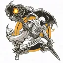 moon knight with staff of fire tattoo design idea