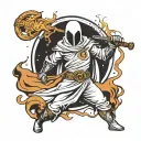 moon knight with staff of fire tattoo design idea