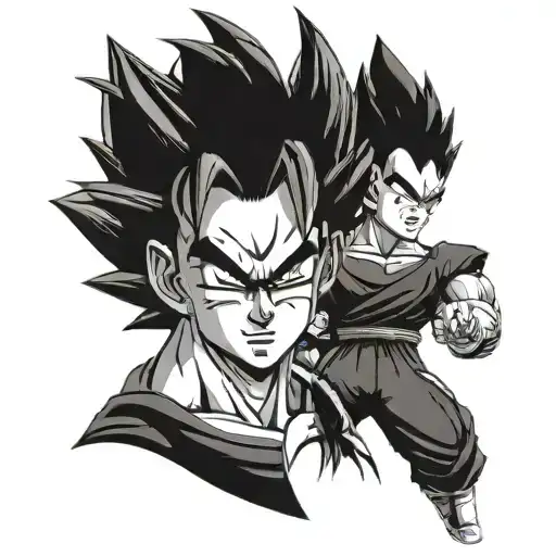 faces of goku and vegeta dragon ball tattoo design idea