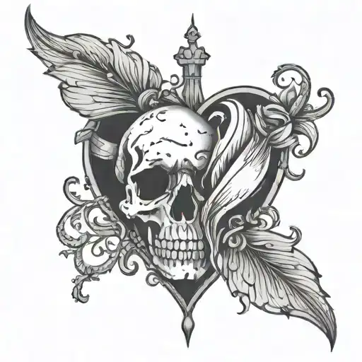 A dark and twisted tattoo design inspired by the haunting beauty of broken hearts. tattoo design idea