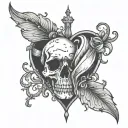 A dark and twisted tattoo design inspired by the haunting beauty of broken hearts. tattoo design idea