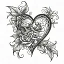 A dark and twisted tattoo design inspired by the haunting beauty of broken hearts. tattoo design idea