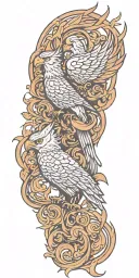phoenix and 3-headed dog cerebus tattoo design idea