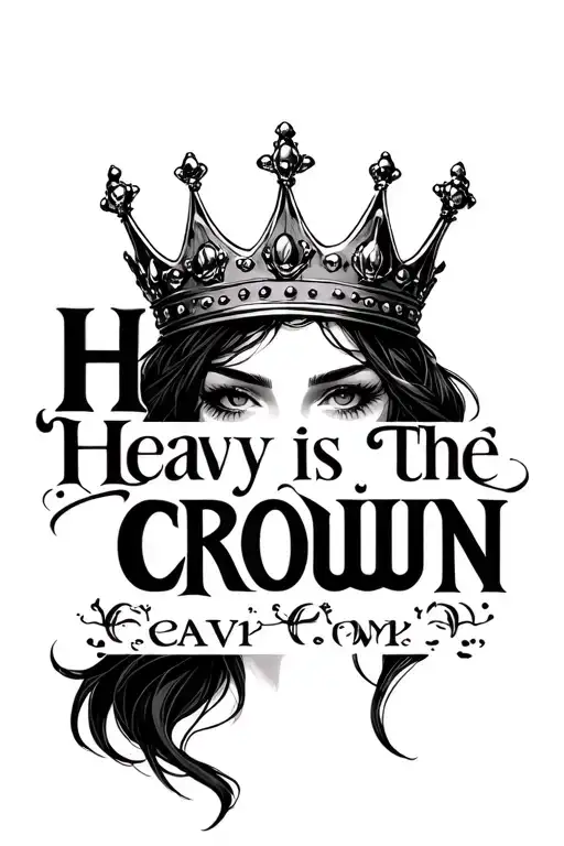 "Heavy is the Crown" "Heavy is the Crown" woman face crown tattoo design idea