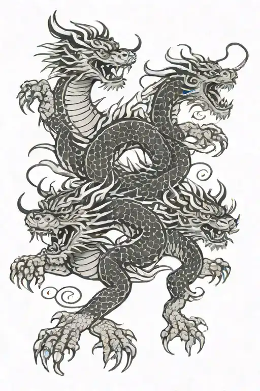 Asian dragon tiger surrounded tattoo design idea
