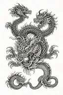 Asian dragon tiger surrounded tattoo design idea