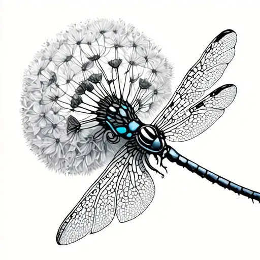 Dragonfly Dandelion tattoo design idea