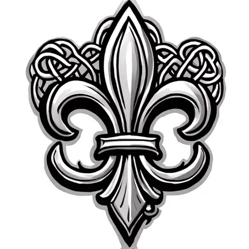 Fleur de lis with celtic pattern with elements tattoo design idea