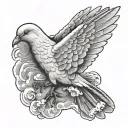 Dove Clouds praying hands tattoo design idea