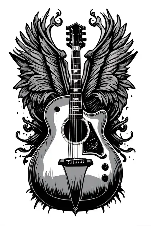 country music guitar made tattoo design idea