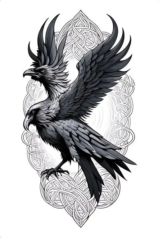 Celtic phoenix rising tattoo design idea